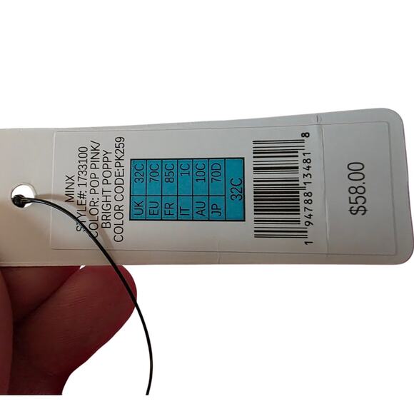 Skarlett Blue Minx Lace Balconette Bra, Bright Poppy, NWT, 32C - Picture 5 of 7